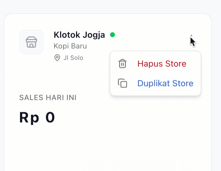 Menu Duplikasi Outlet